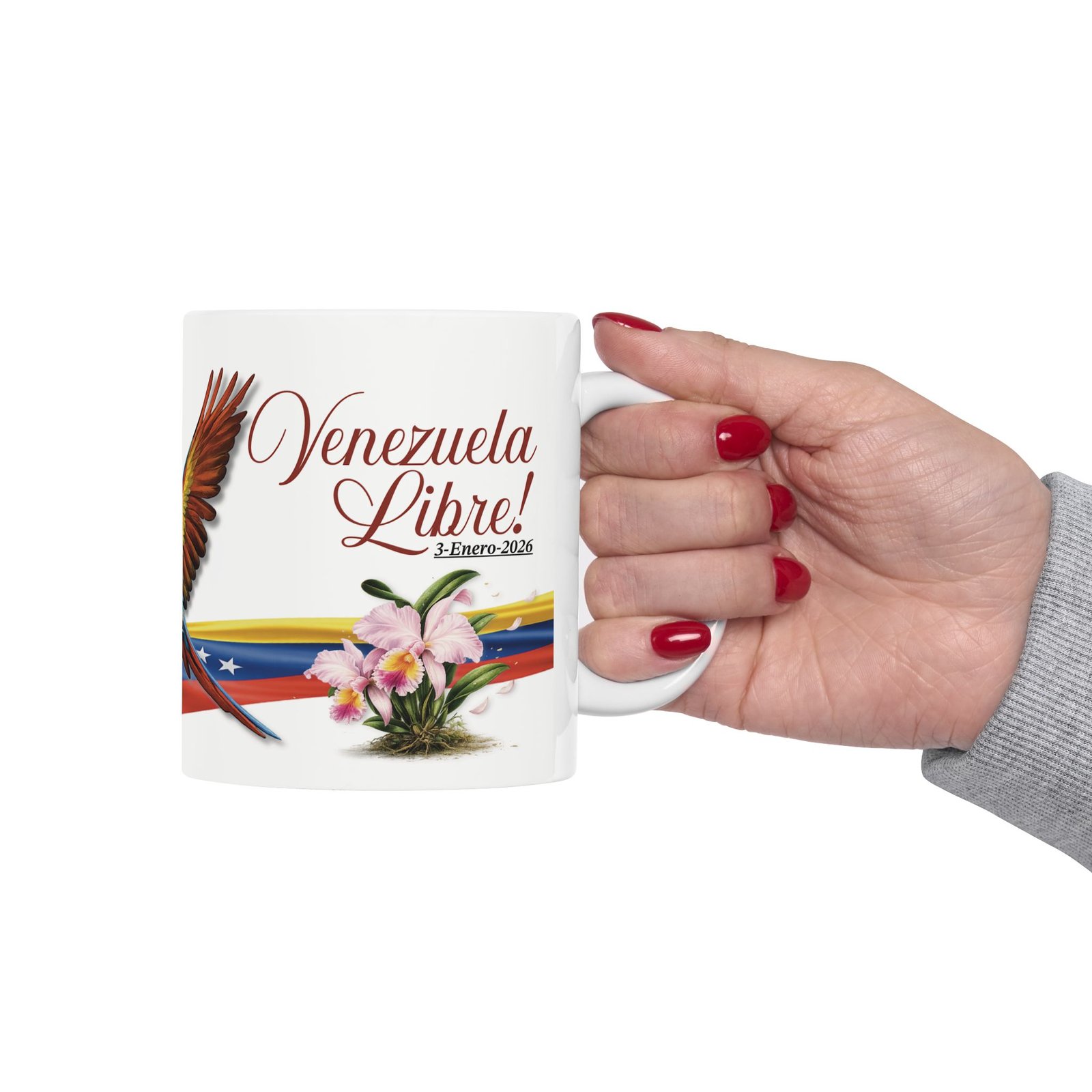 venezuela libre mug 🇻🇪 | taza venezolana con guacamaya, araguaney y orquídea | patriotic venezuela gift